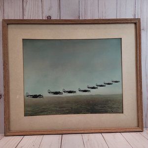 Vintage US World War II Fighter Planes Flying in Formation Print